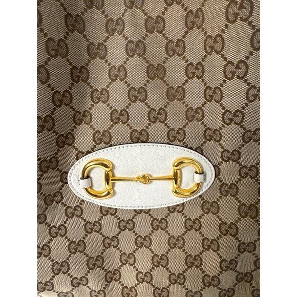 Gucci Beige Monogram Canvas & Leather Horsebit Shoulder Tote Bag - Picture 8 of 13